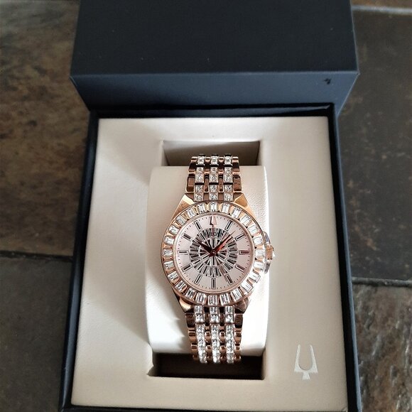 Bulova Rose Gold and Silver Women's Watch - Picture 2 of 5